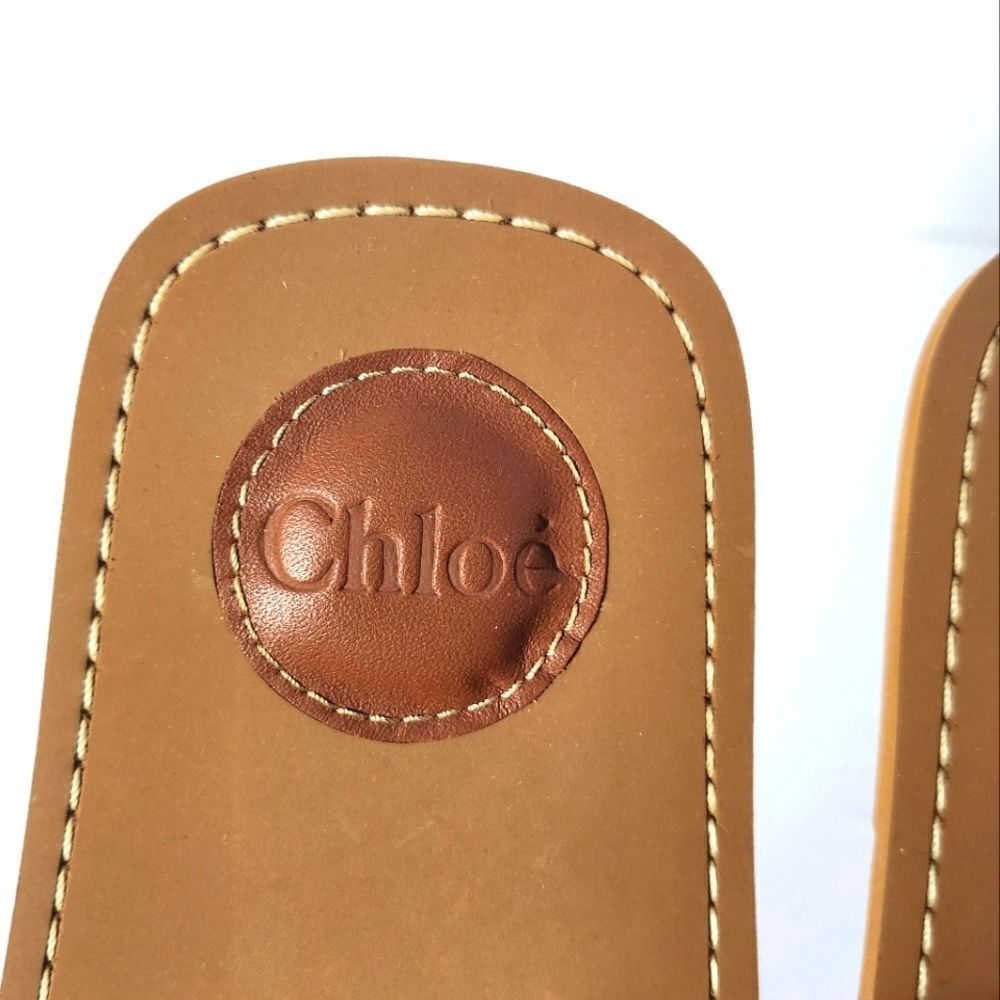 Chloe Woody Flat Logo Ribbon Black Slide Sandals Size 37 New - Picture 6 of 9